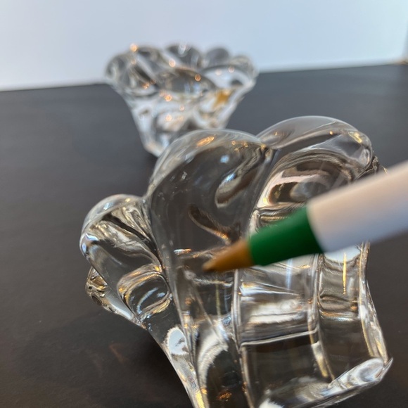 Pair of Crystal Glass Candlesticks in a Floral Design - Picture 8 of 13